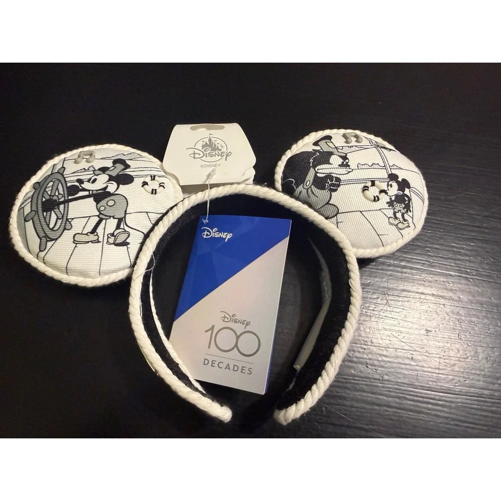 Disney 100 Decades Steamboat Willie Mickey Mouse Ear Headband 1920s NWT